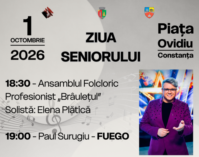 Ansamblul „Brâulețul”, de Ziua Seniorului, în Piața Ovidiu
